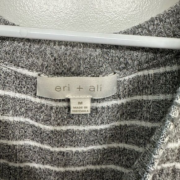 Anthropology Eri + Ali Gray Striped Textured Knit Pullover Sweater Size M - Picture 2 of 3